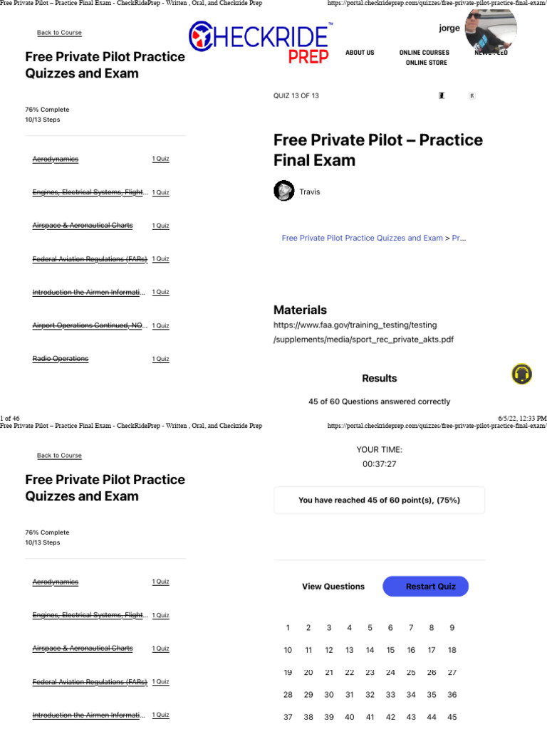 Free Private Pilot Practice Exam | PDF | Lift (Force) | Aircraft
