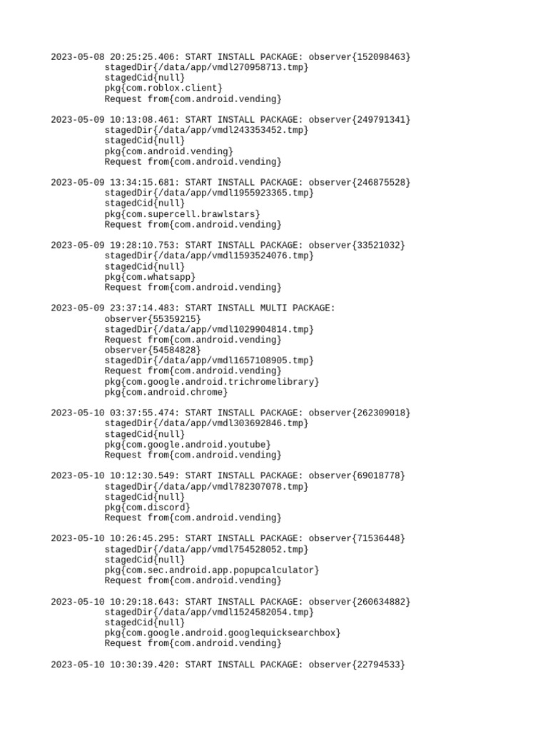 Android Package Installation Log 2023 | PDF | Utility Software ...