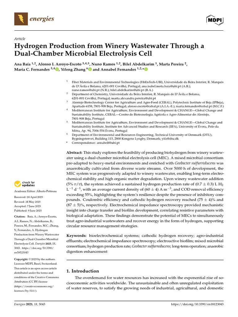 H2 Production - Microbial Electrolysis Cell | PDF | Algae Fuel | Gas ...