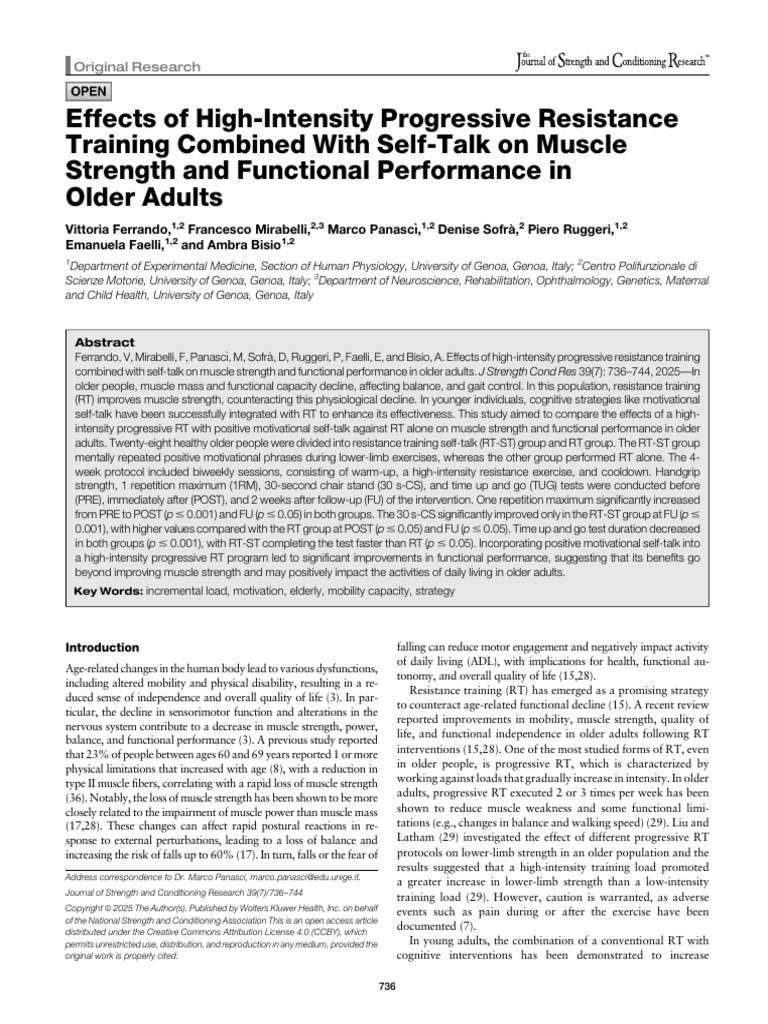 Resistance Training and Self-Talk in Seniors | PDF | Strength Training ...