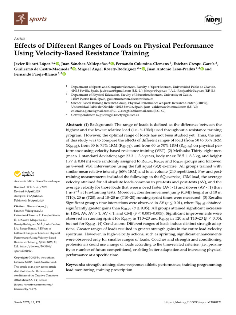 Load Ranges in Velocity-Based Training | PDF