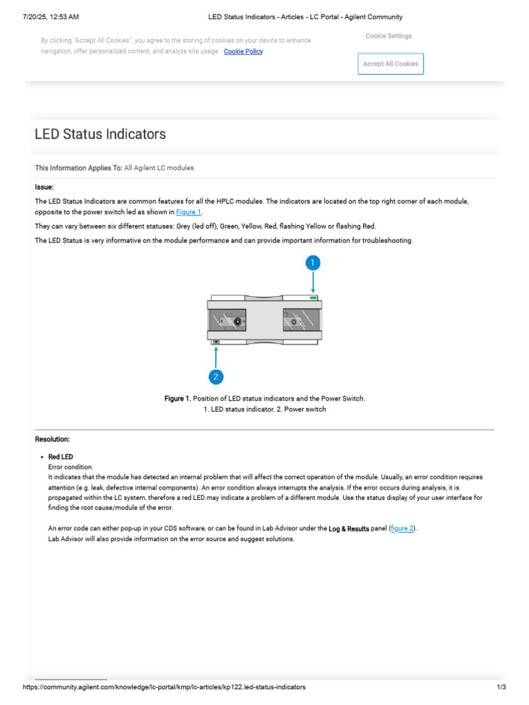 Agilent LED Status Indicators Guide | PDF | Http Cookie | Computing