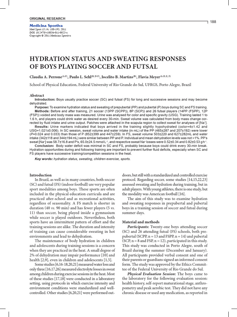 ISAK Perrone,+Sehl+et+al+2011 - MedSportiva | PDF | Dehydration
