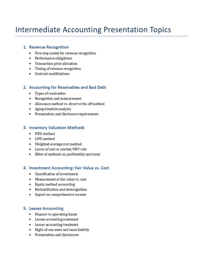 Intermediate Accounting Presentation Topics | PDF