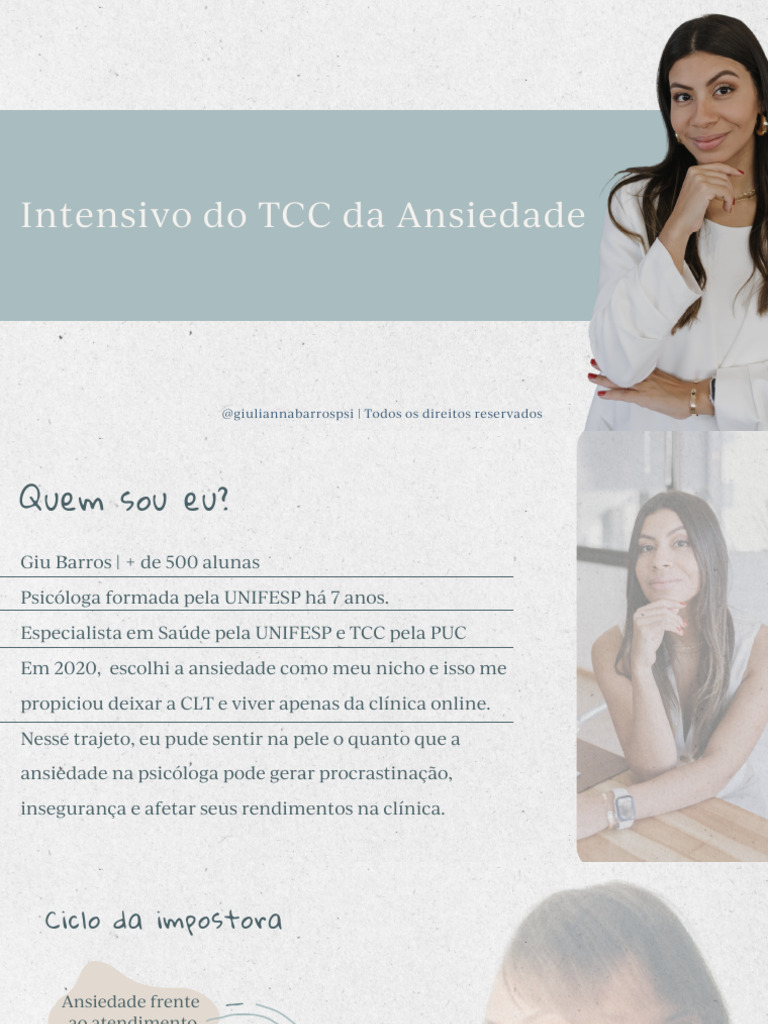 Primeira Sessão de TCC para Ansiedade | PDF | Ansiedade | Terapia ...