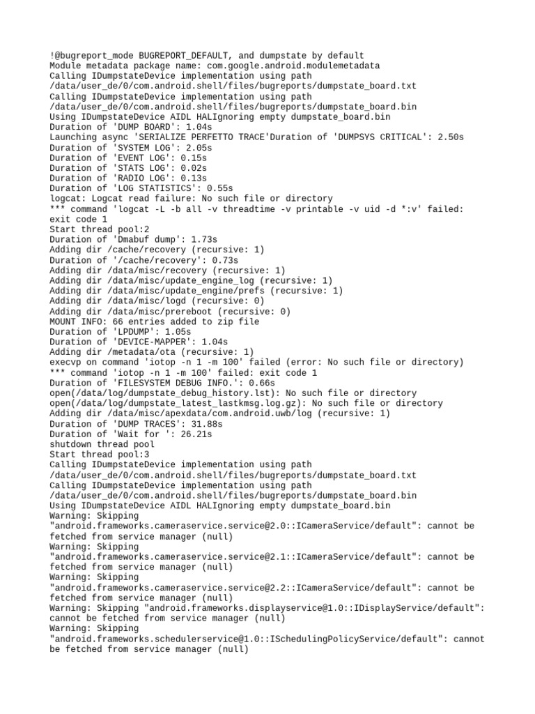 Android Dumpstate Report Analysis | PDF | Software | System Software