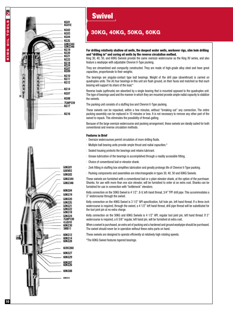 King Swivel Specifications and Features | PDF | Mechanical Engineering