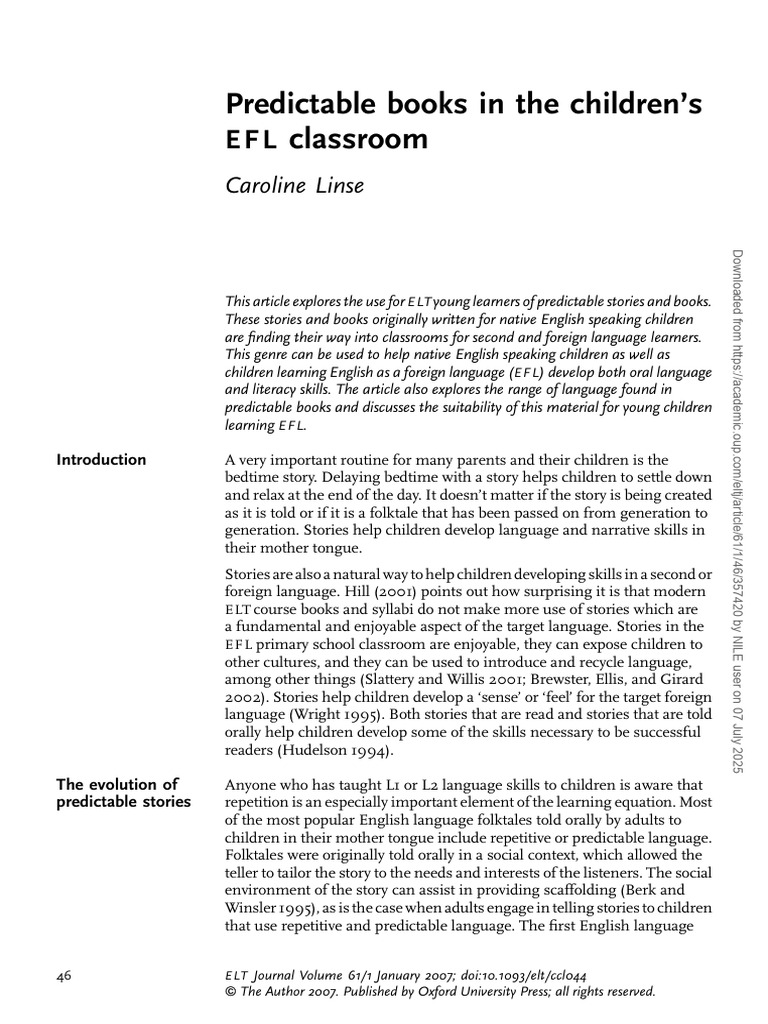 Predictable Books in The Children EFL | PDF | Foreign Language ...