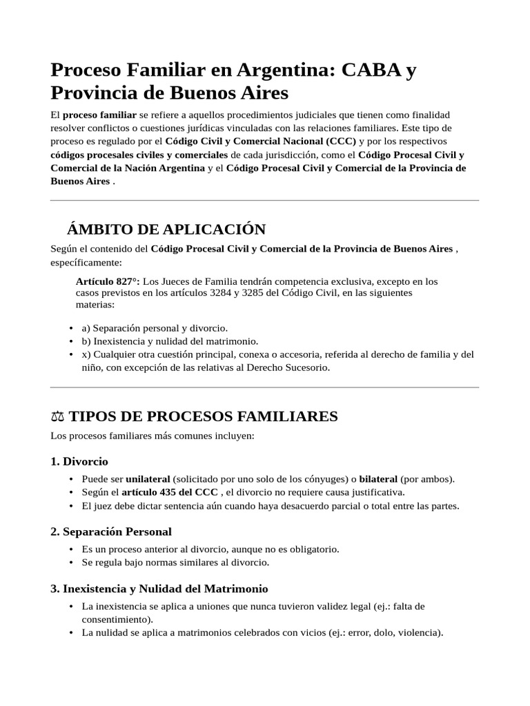Proceso Familiar en Argentina: CABA y Buenos Aires | PDF | Divorcio ...