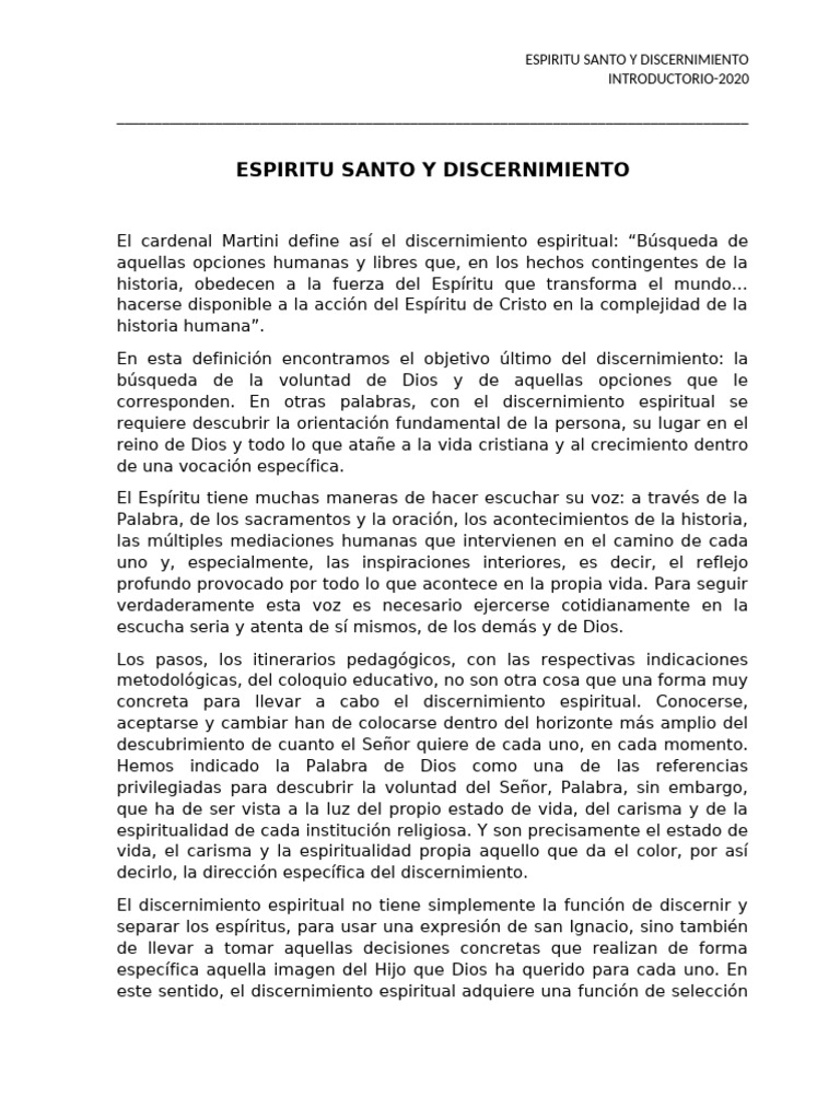 Discernimiento Espiritual y el Espíritu Santo | PDF | espíritu Santo | Dios
