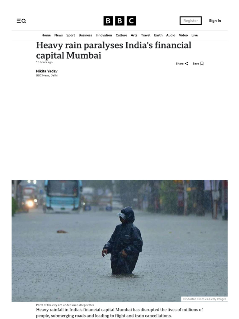 Heavy Rain Paralyses India's Financial Capital Mumbai | PDF