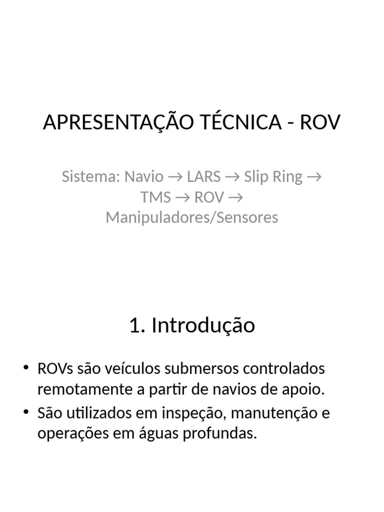 Sistema ROV: Arquitetura e Funcionalidade | PDF