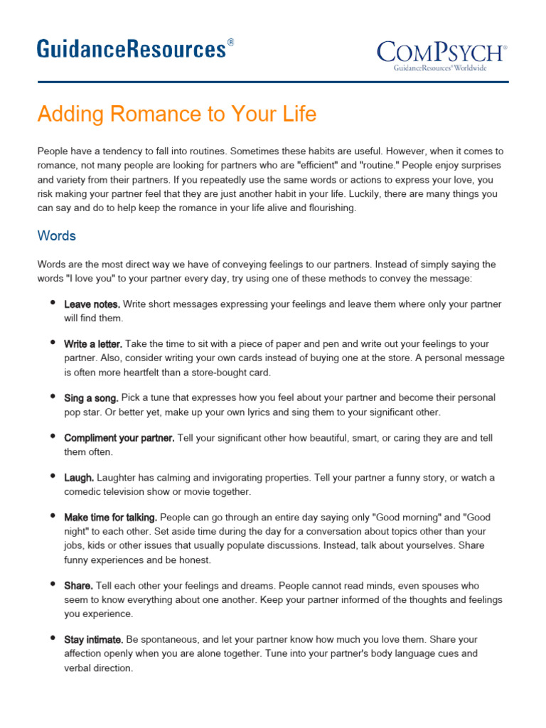 Romantic Message Ideas for Couples | PDF | Body Language | Attention