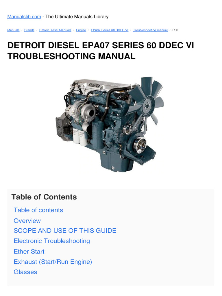 Detroit Diesel EPA07 Series 60 DDEC VI Troubleshooting Guide | PDF ...