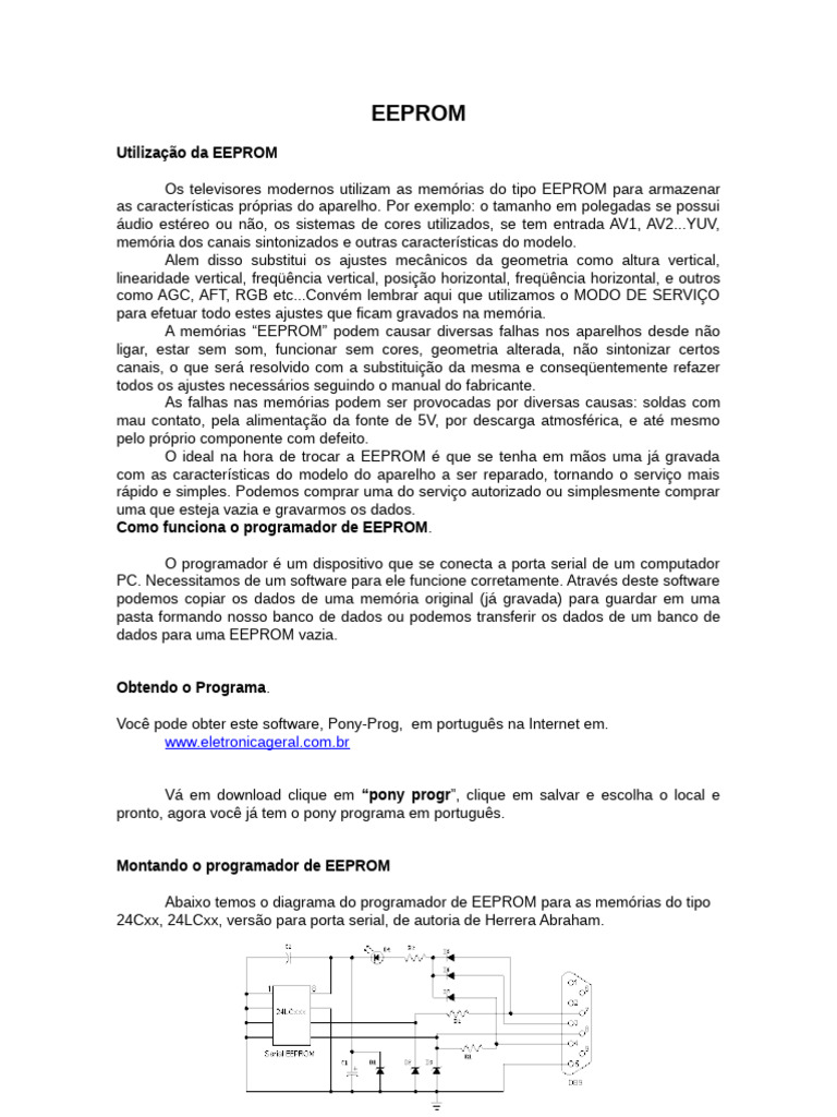 Guia Completo sobre EEPROM em TVs | PDF | Armazenamento de dados de ...