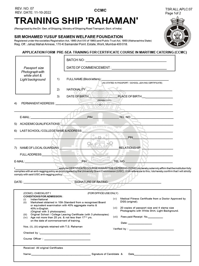CCMC Application Form Rev 07 11-10-2022 | PDF | Clothing | Fashion