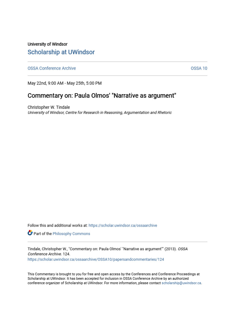 Commentary on Olmos' Narrative Argument | PDF | Narrative | Argument