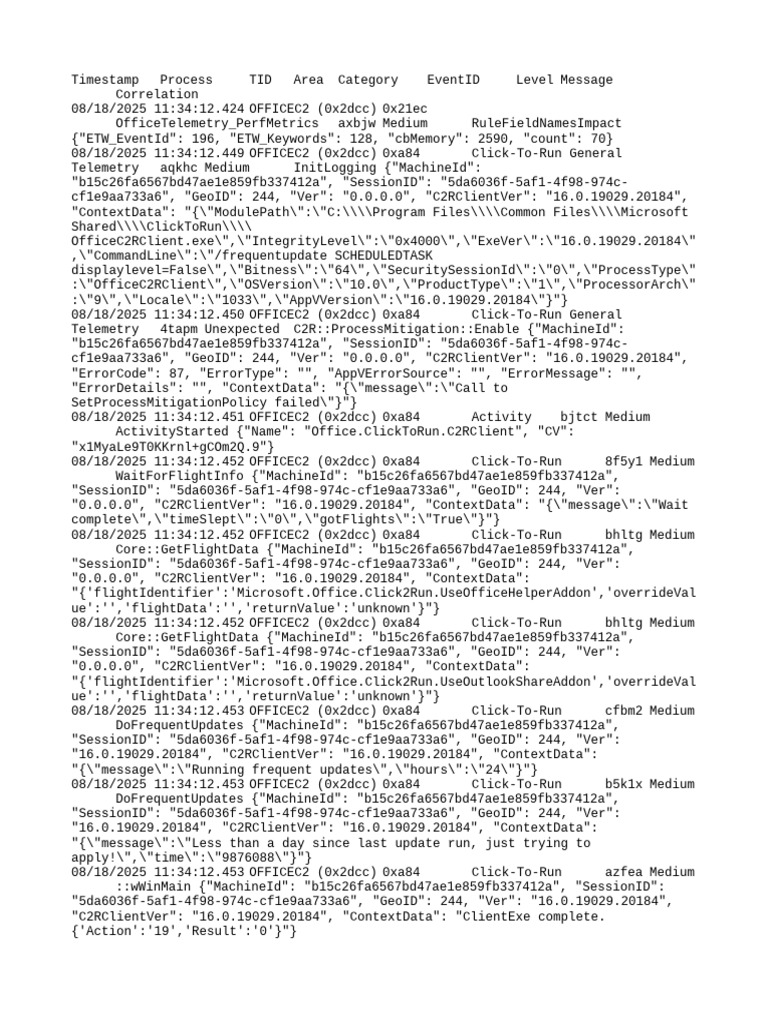 Office Click-To-Run Telemetry Log | PDF | Software Engineering ...