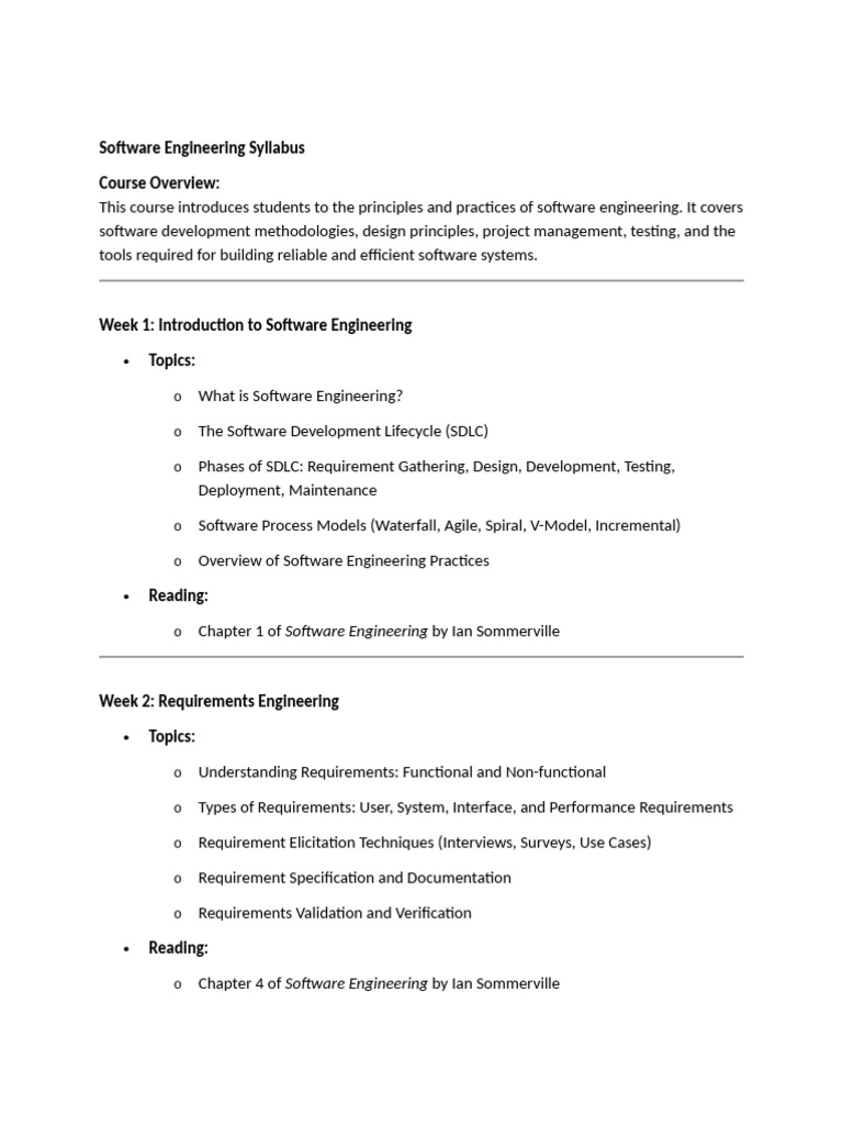 Comprehensive Software Engineering Syllabus | PDF | Scrum (Software ...