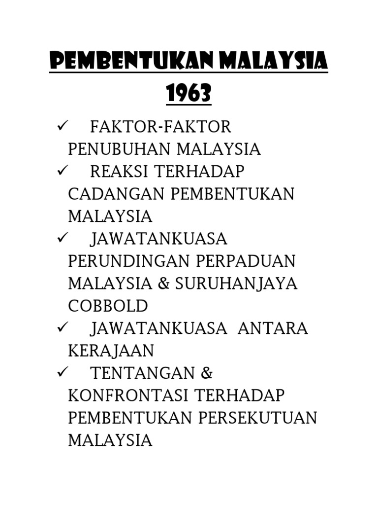 Pembentukan Malaysia 1963 (Nota Ringkas)  PDF
