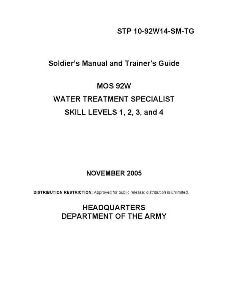 Water Treatment Specialist Manual 92W | PDF | Water Quality | Risk ...