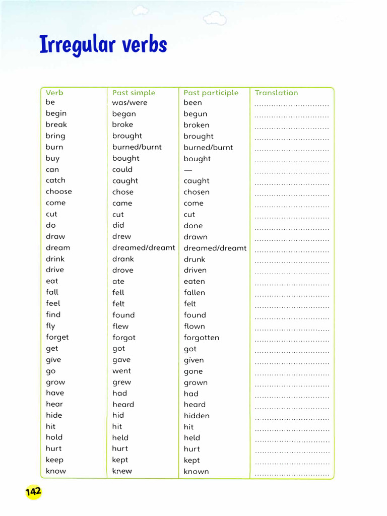 List of Irregular Verbs with Forms | PDF | Language Families ...