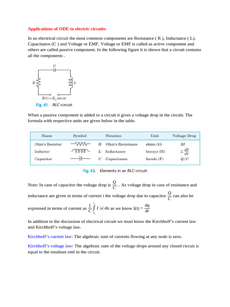 Lecture 7 Application To Electrical Circuit | PDF | Electrical Network ...