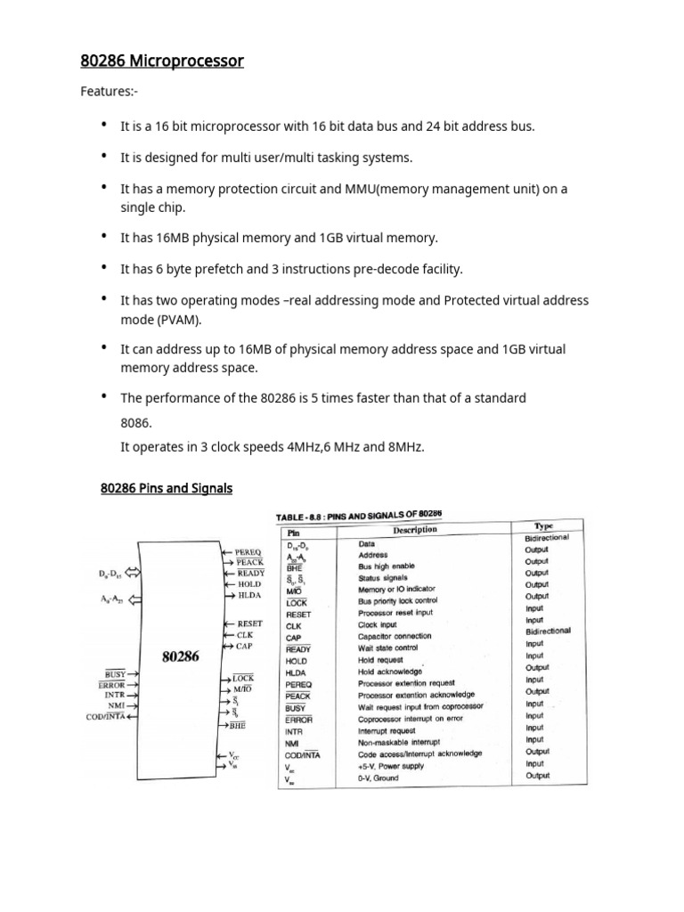 80286 Microprocessor Overview and Features | PDF | Cpu Cache | Central ...