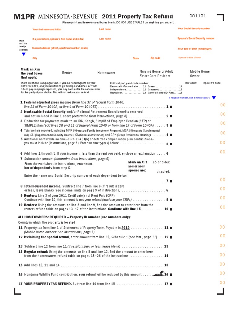 Minnesota Property Tax Refund Form | PDF | Social Security (United ...