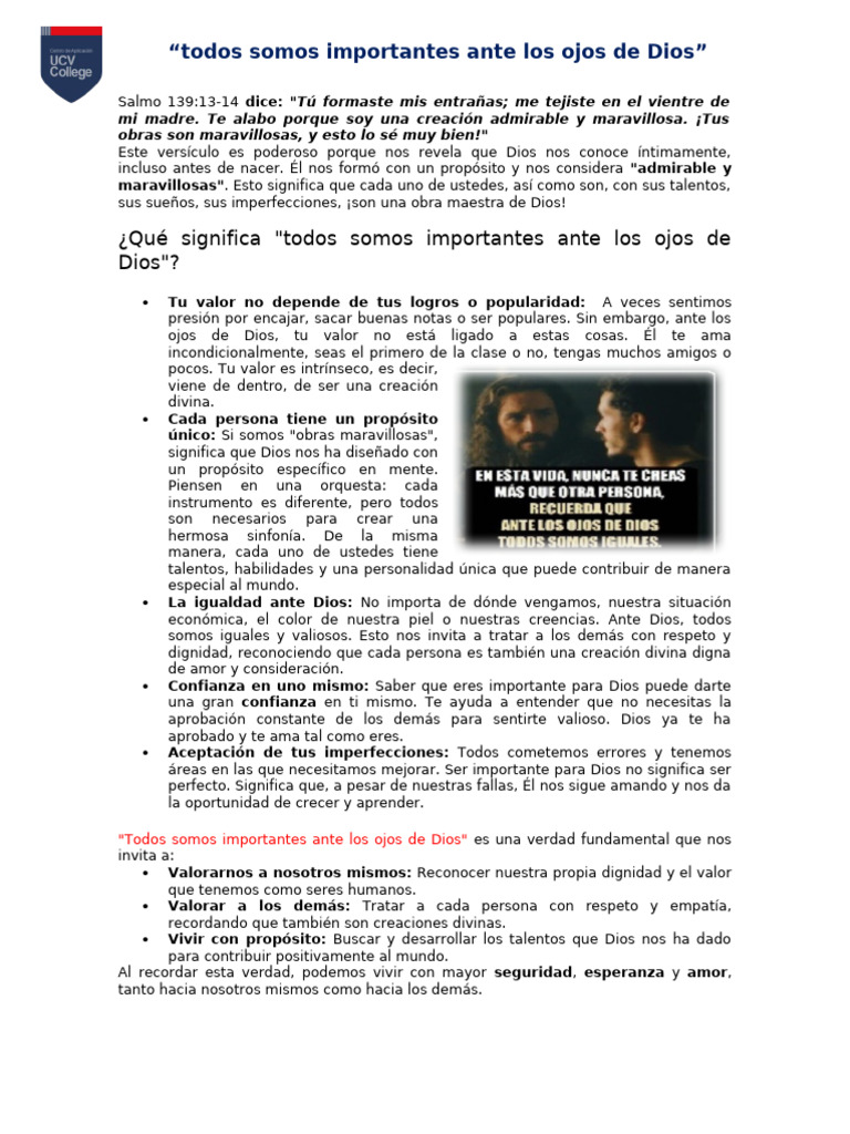 Importancia ante los ojos de Dios | PDF | Dios | Amor
