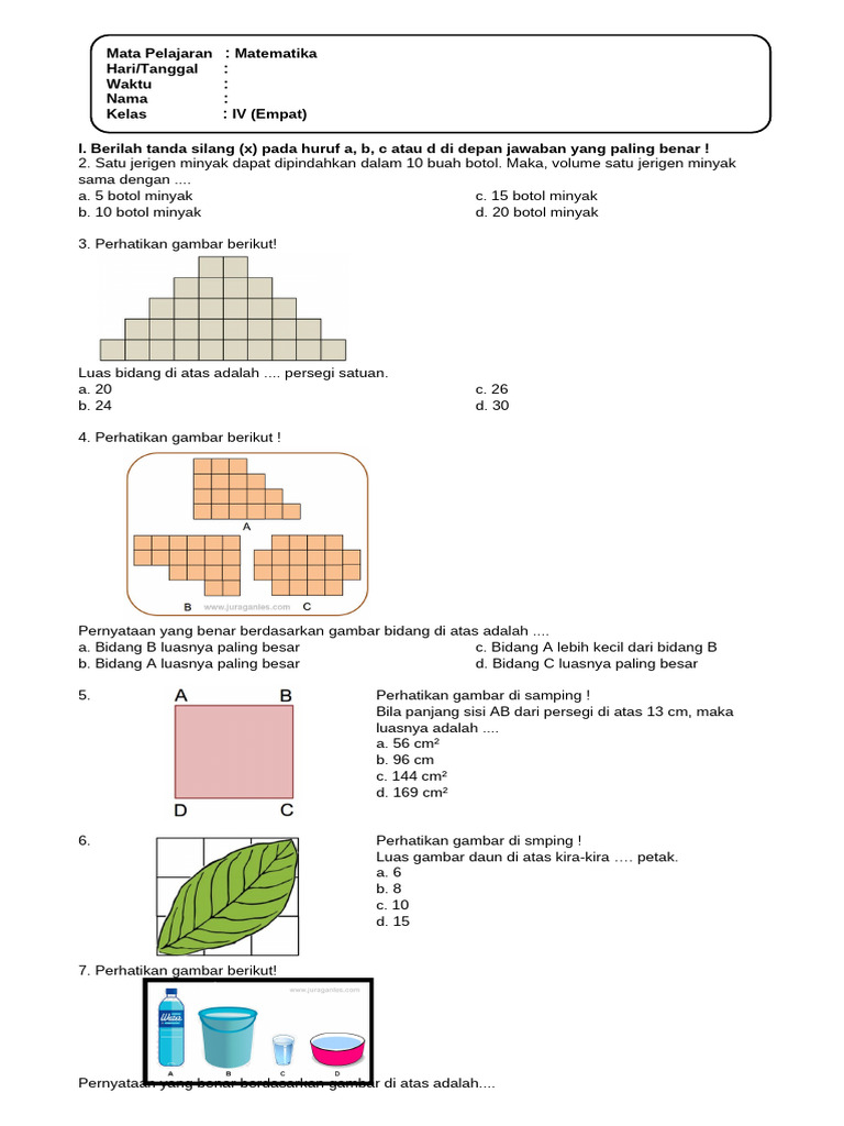 Soal Matematika Kelas IV dan Kunci Jawaban | PDF