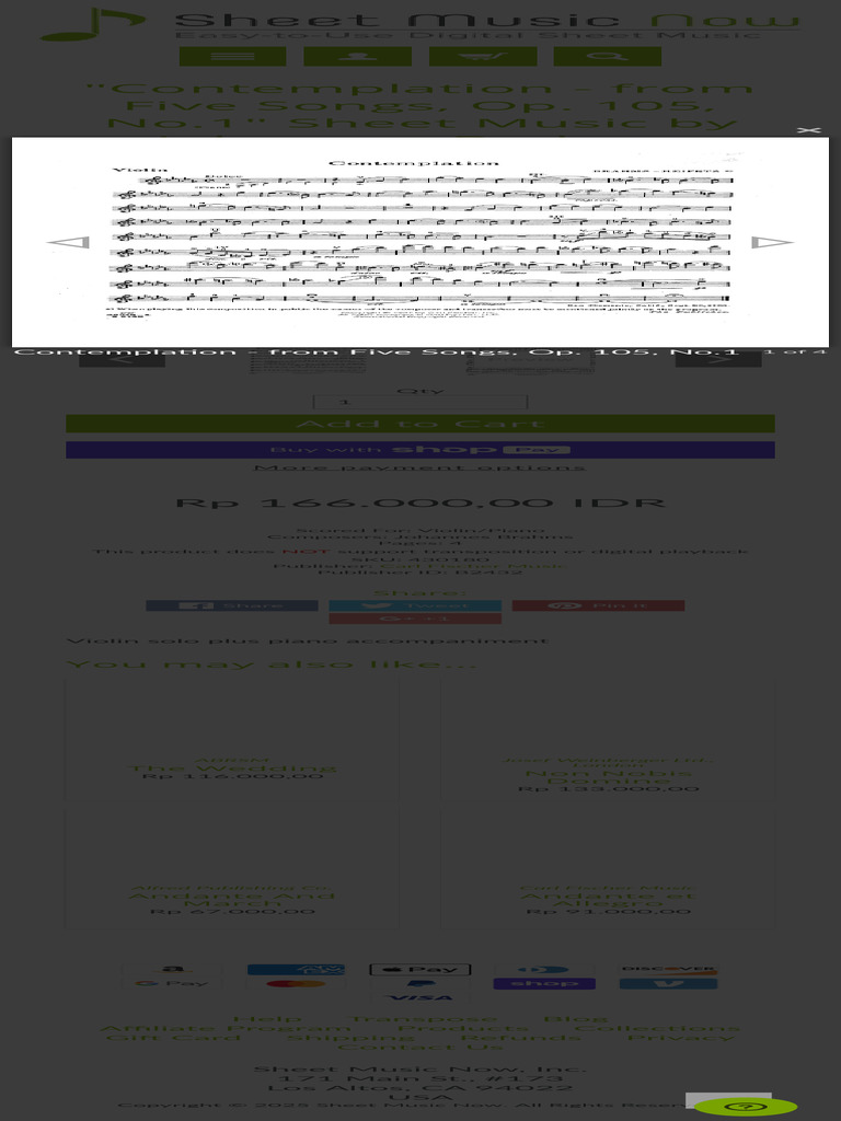 Contemplation - From Five Songs, Op. 105, No.1