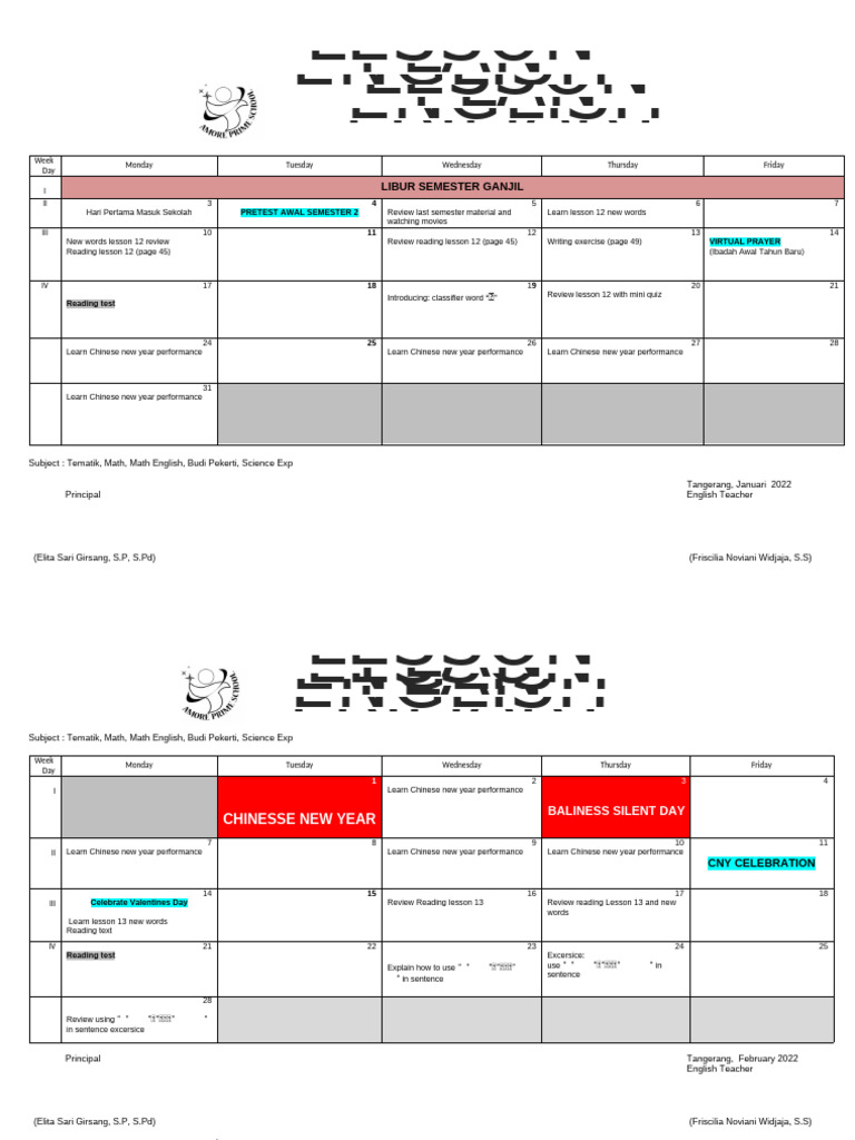Semester Break Lesson Plan | PDF