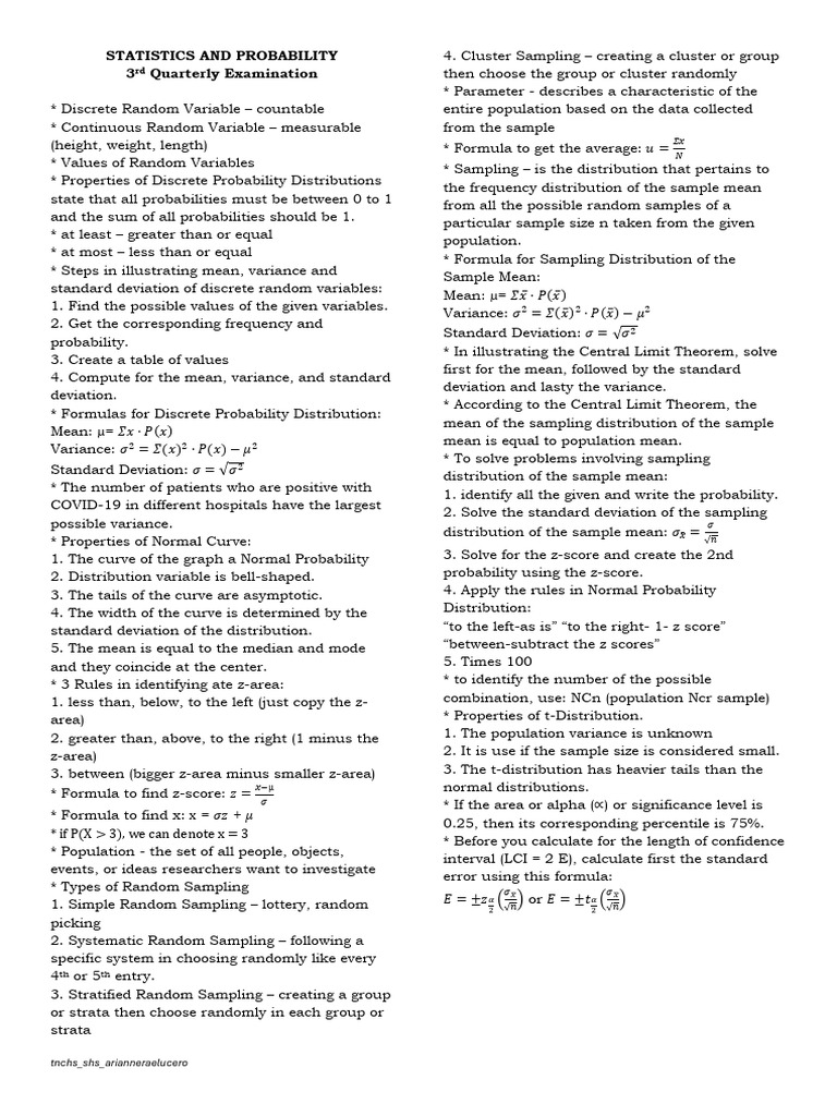 3rd Quarterly Exam: Stats & Probability | PDF | Probability ...