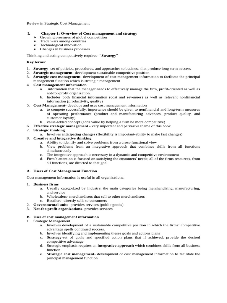 Strategic Cost Management Overview | PDF | Strategic Management ...