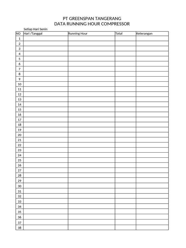 Compressor Running Hours Report | PDF