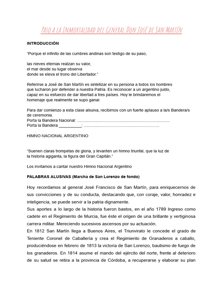 Paso A La Inmortalidad Del General Don José de San Martín | PDF | Perú