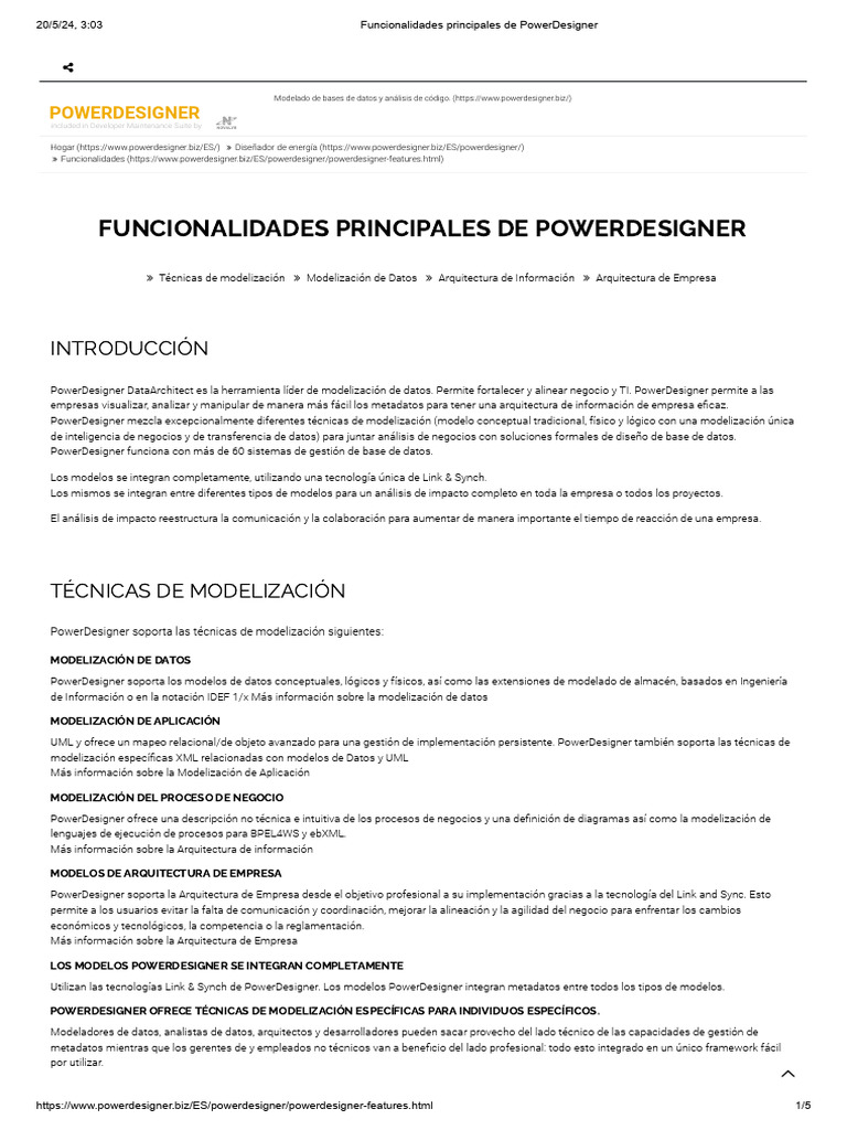Qué es PowerDesigner y sus funciones | PDF | Metadatos | Bases de datos