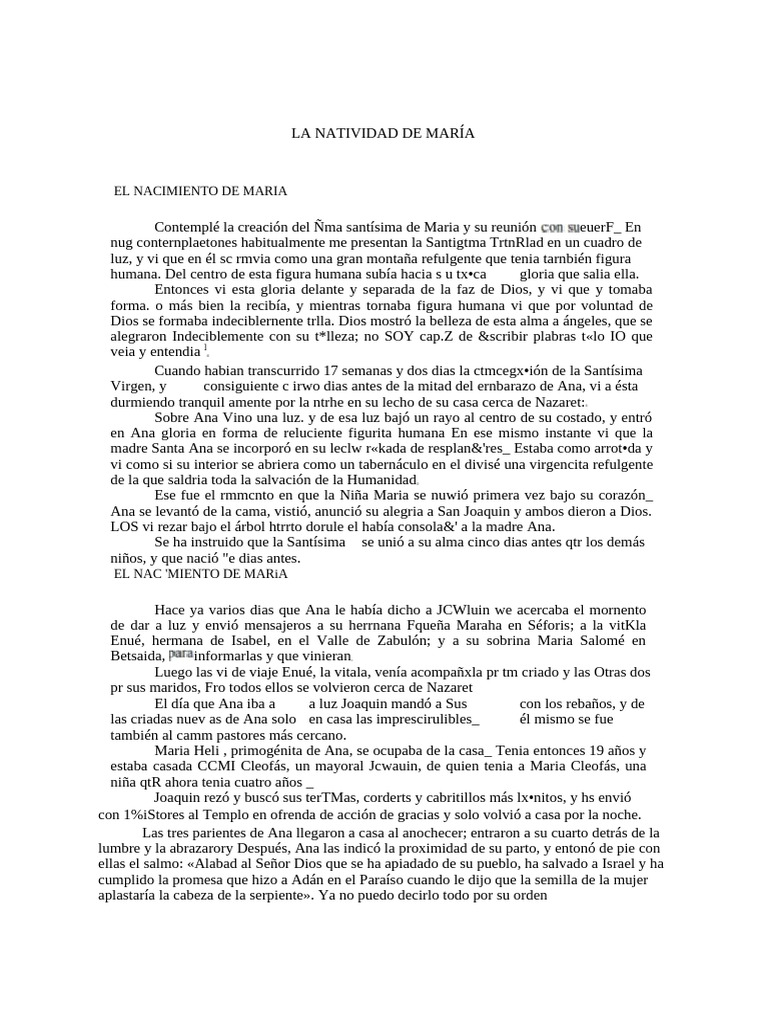 Nacimiento de la Virgen María | PDF | María, madre de Jesús | Oración