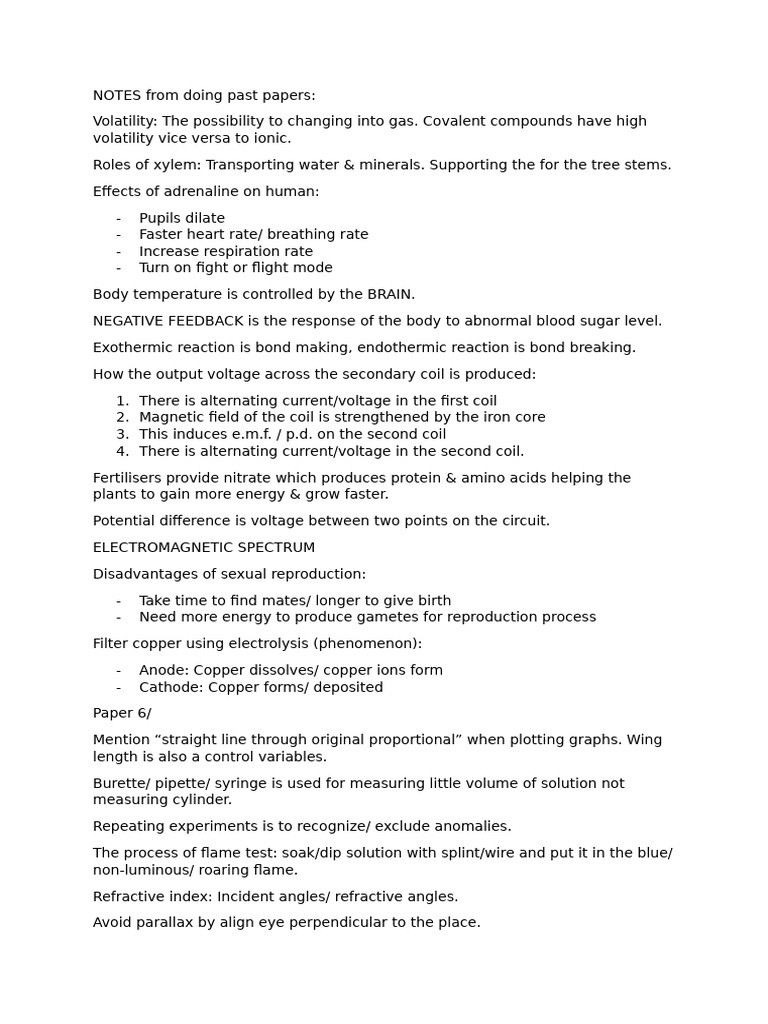 Key Science Concepts and Notes | PDF