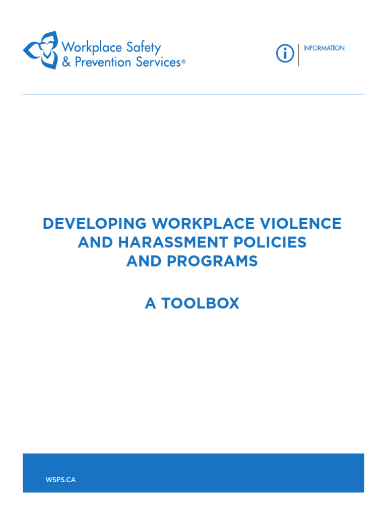 Workplace Violence & Harassment Toolbox | PDF | Occupational Safety And ...
