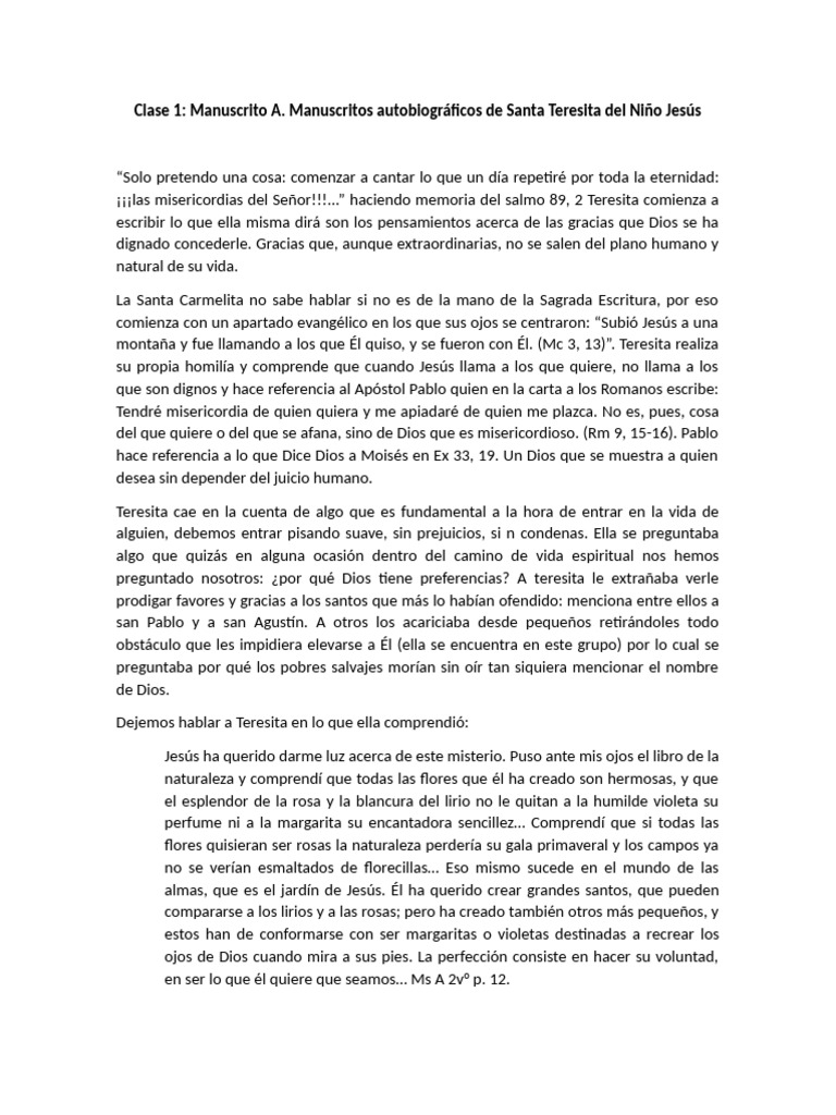 Clase 1, Manuscrito A | PDF | Amor | Jesús