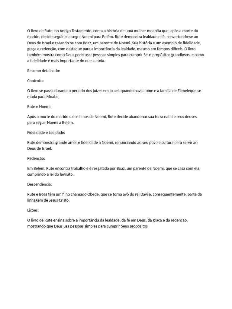 A Lealdade de Rute e sua Redenção | PDF