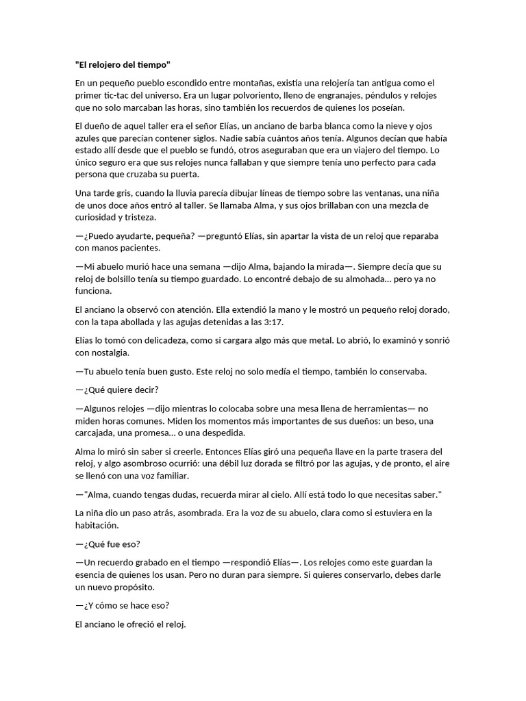 El Reloj Que Guardaba Momentos en El Tiempo | PDF | Reloj