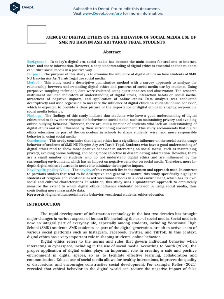 Digital Ethics Impact on Student Social Media Use | PDF | Popular ...