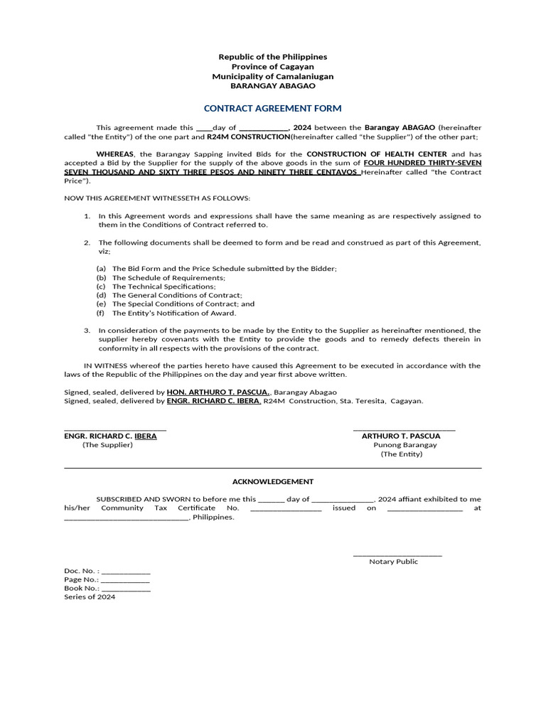 Contract Agreement Form | PDF | Civil Law (Common Law) | Legal Documents