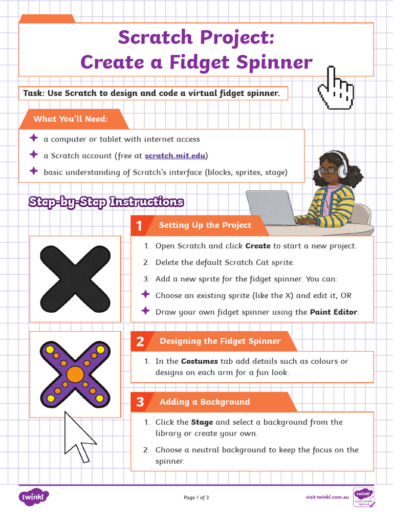Step-by-Step Fidget Spinner Project | PDF | Scratch (Programming ...