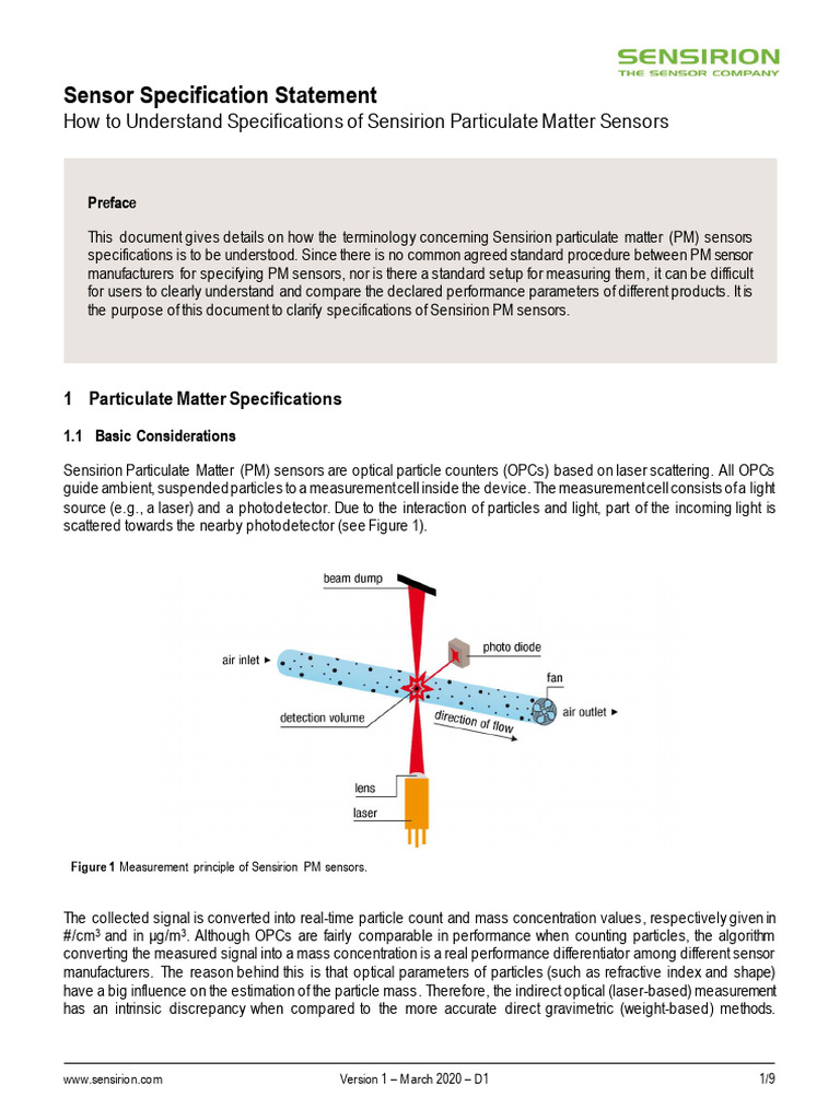 Understanding Sensirion PM Sensor Specs | PDF | Accuracy And Precision ...