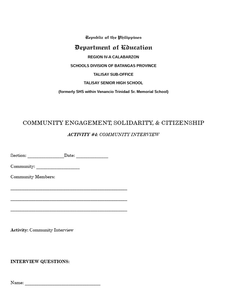 Activity 4 Community Interview Duplicate | PDF