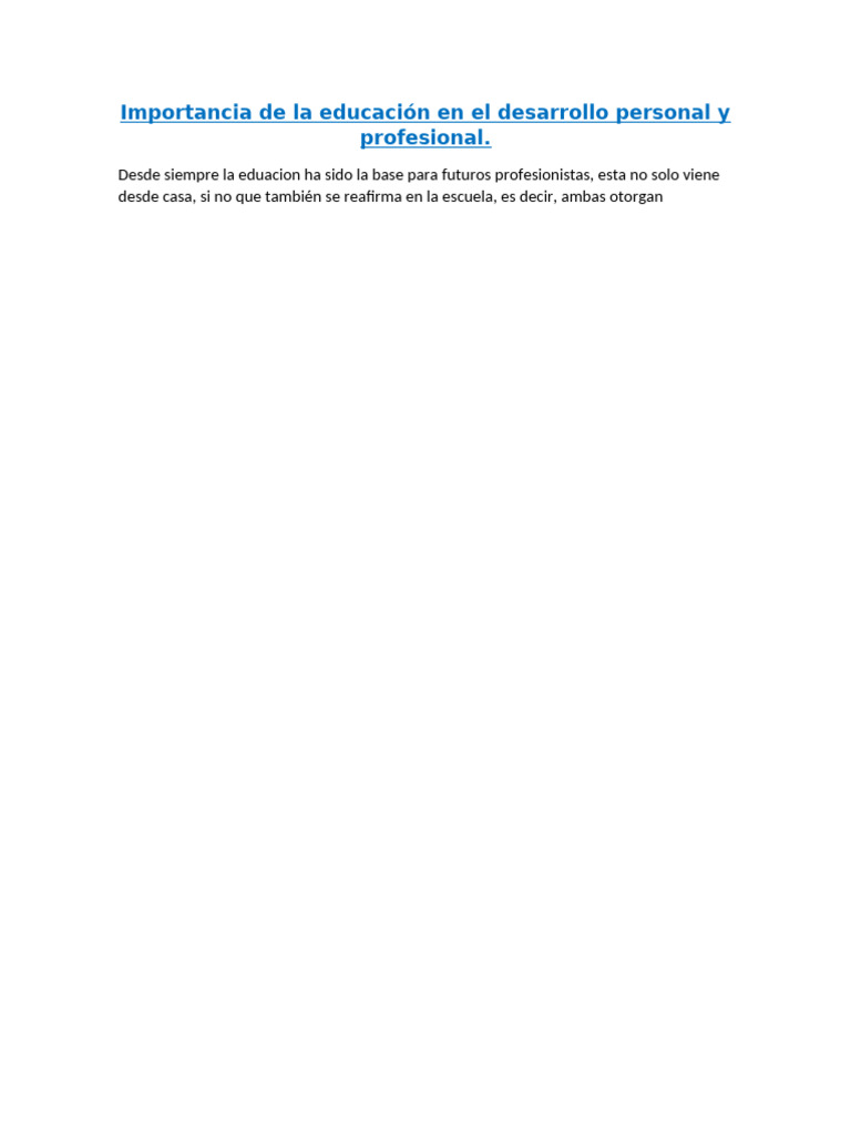 Importancia de La Educación en El Desarrollo Personal y Profesional | PDF